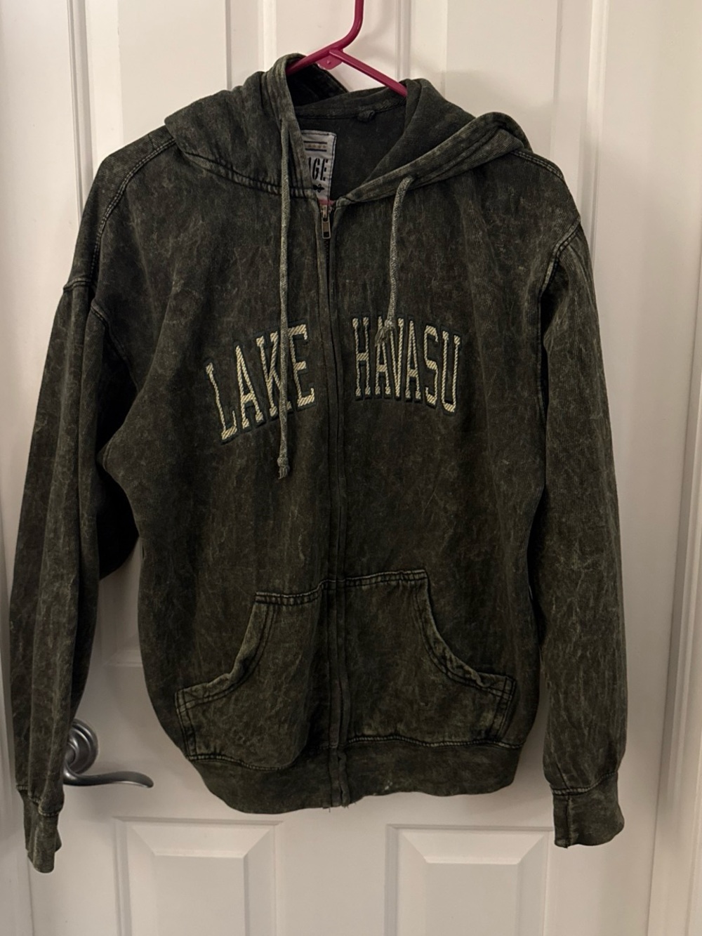Lake Havasu Washed Olive Zip-Up Hoodie
